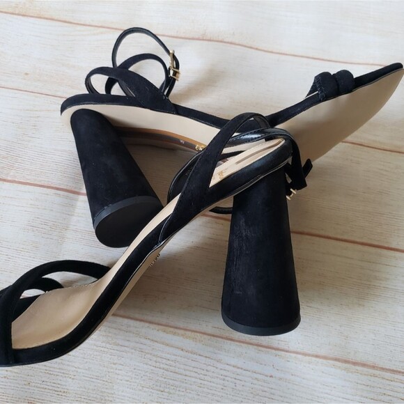 Sam Edelman Kia Suede Ankle Strap Heel Sandals Black Women's Size 10M Square Toe - Picture 13 of 16